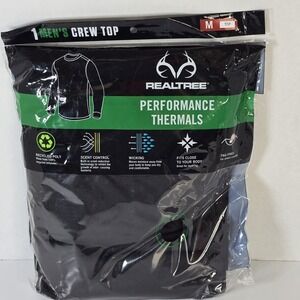 Realtree Men's Performance Thermal Top‎ Long Sleeve Crew Top Shirt Medium Black